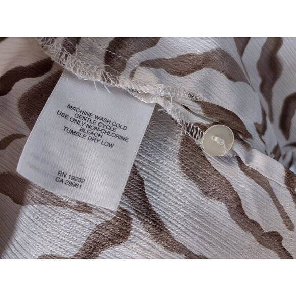 Alfred Dunner Womens Top Brown Zebra Print Textured Button Up Blouse Size 16 - Picture 5 of 6
